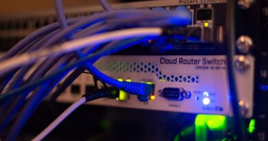 Ethernet cables connected to a network switch