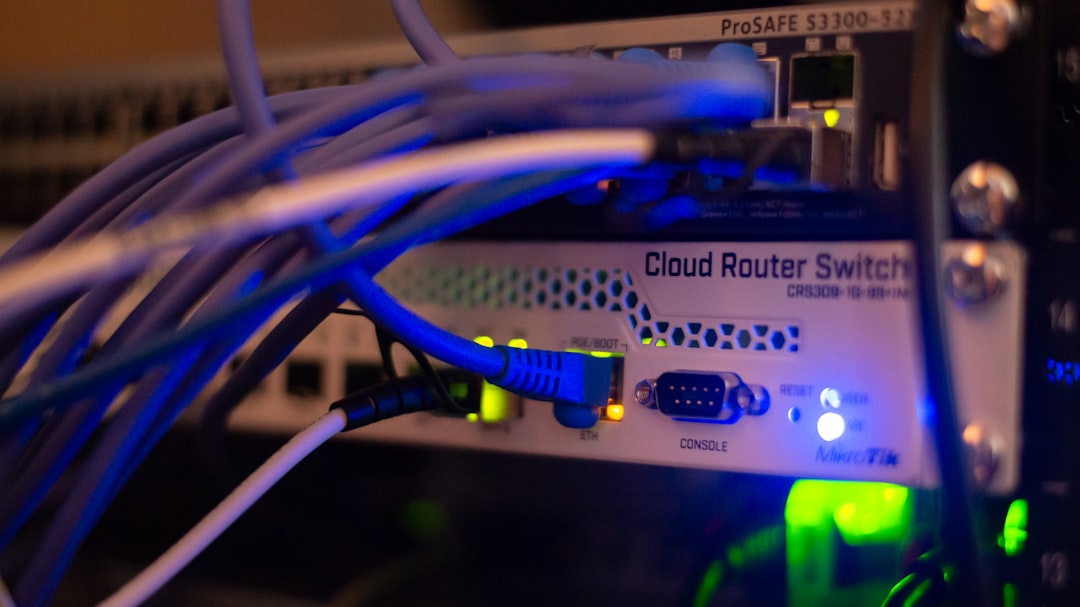 Ethernet cables connected to a network switch