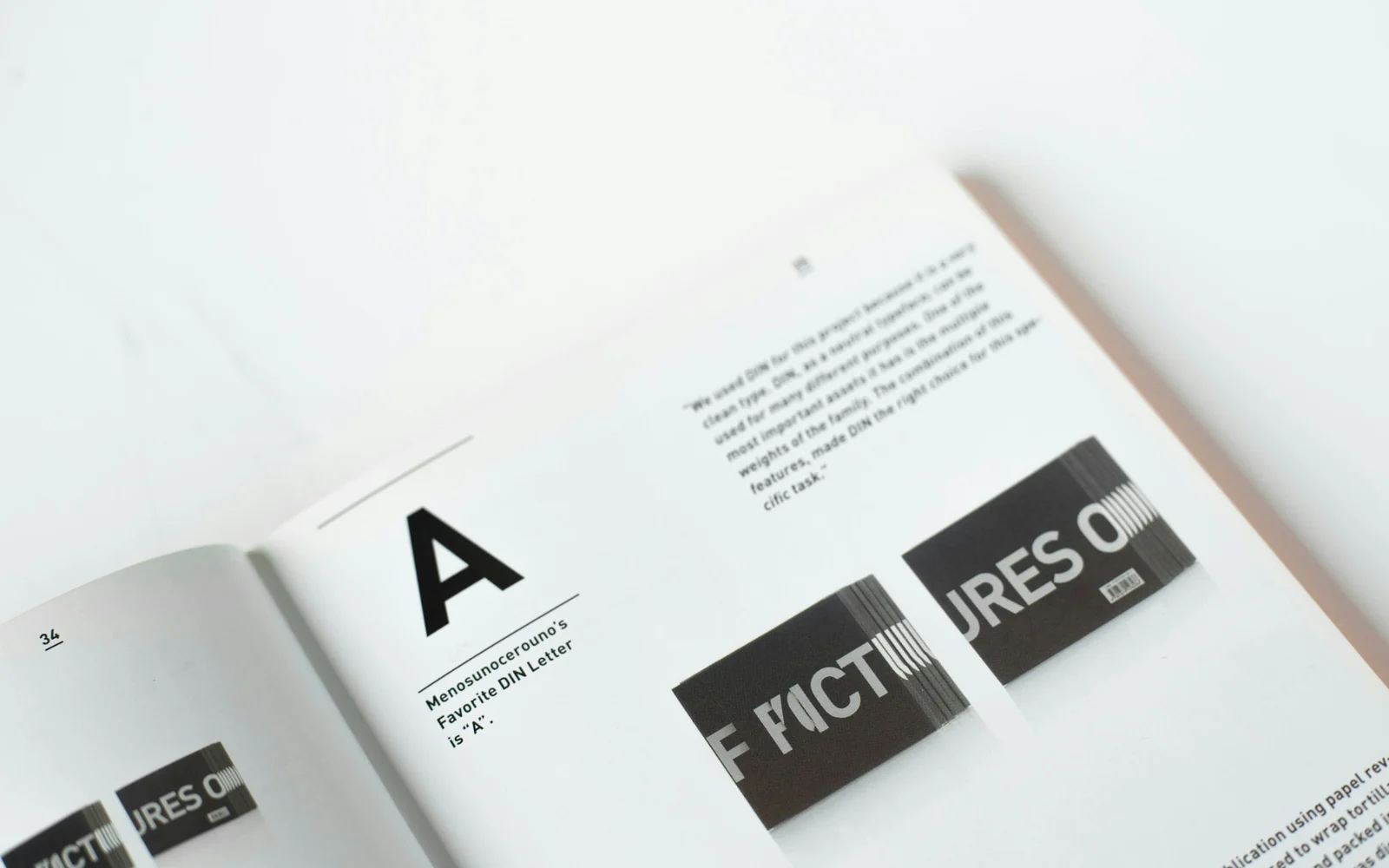 An open design publication showing typography and page layouts